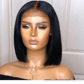 Bob Wig Human Hair Curly Short Lace Wig Bleached Knots Lace Frontal with Baby Hair